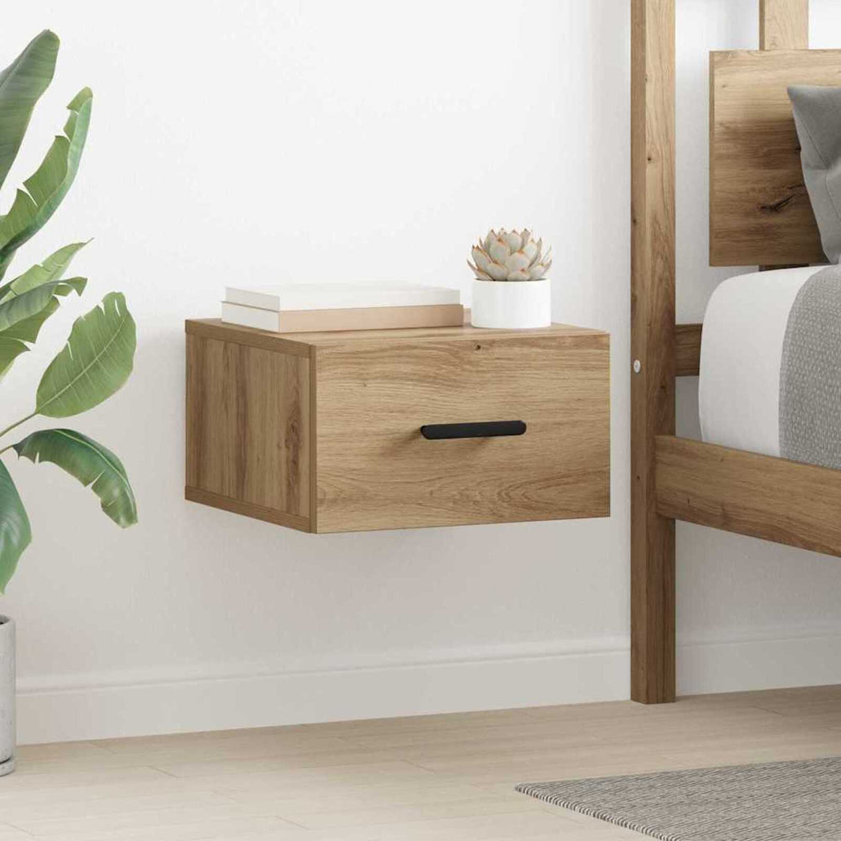 Wooden Bedside Cabinet Wall Mouted - Vantage Home