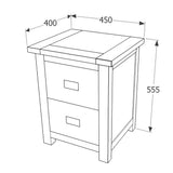 Wooden Bedside Cabinet Wide With 2 Drawers - Boston