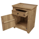 Wooden Bedside Cabinet With 1 Door And 1 Drawer - Havana
