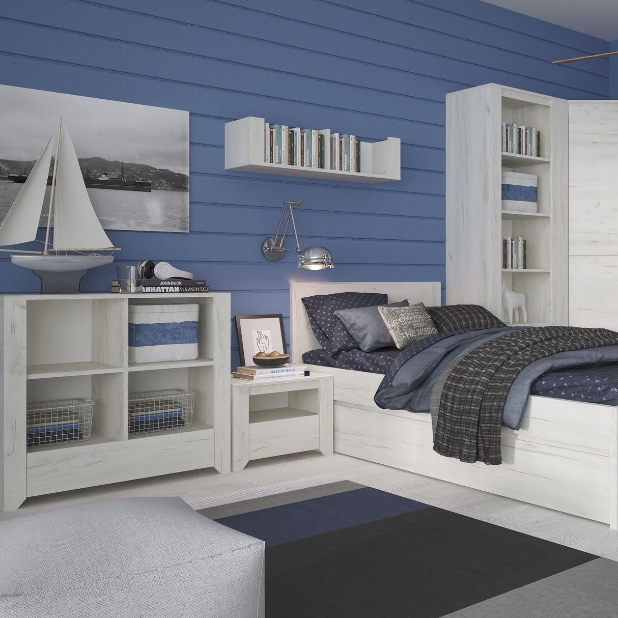 Wooden Bedside Cabinet With 1 Drawer - Angel