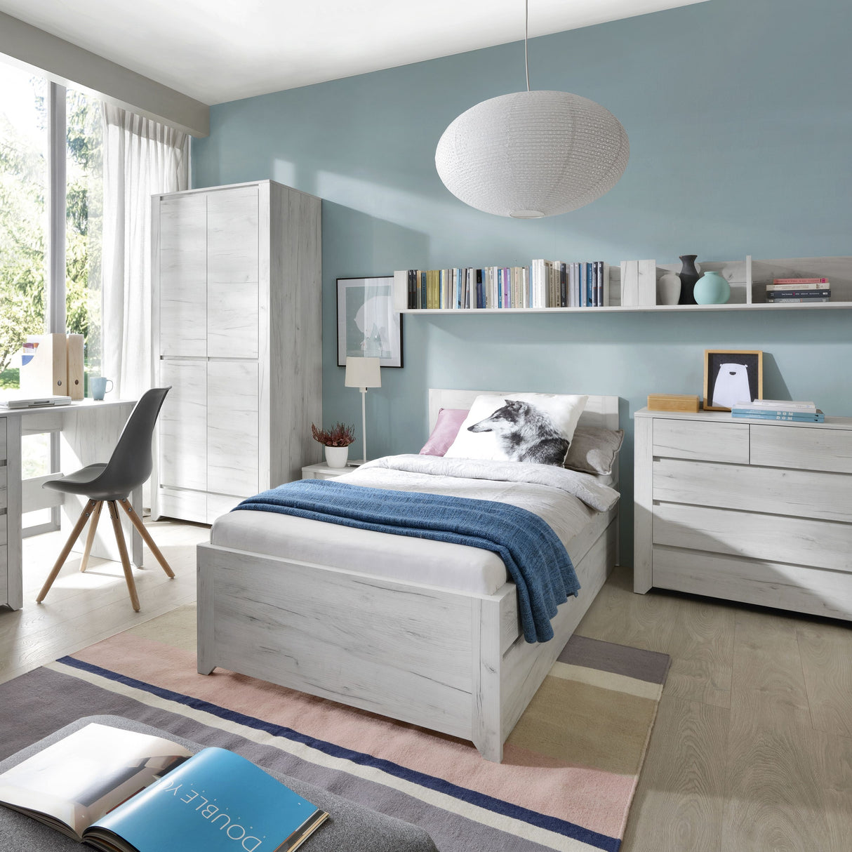 Wooden Bedside Cabinet With 1 Drawer - Angel