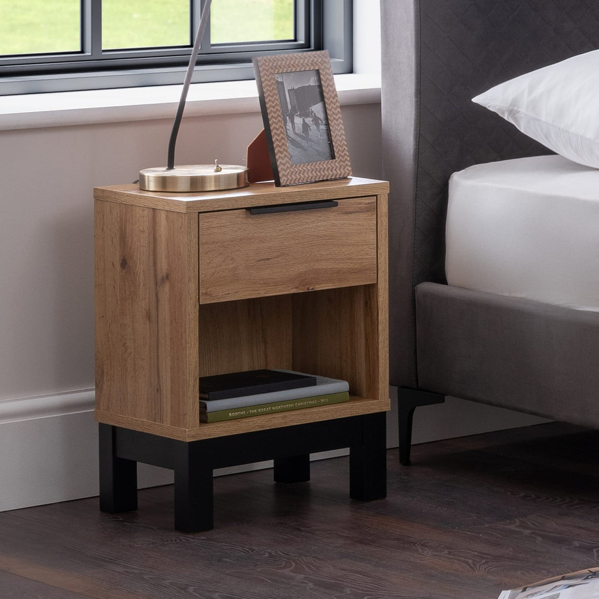 Wooden Bedside Cabinet With 1 Drawer - Bali