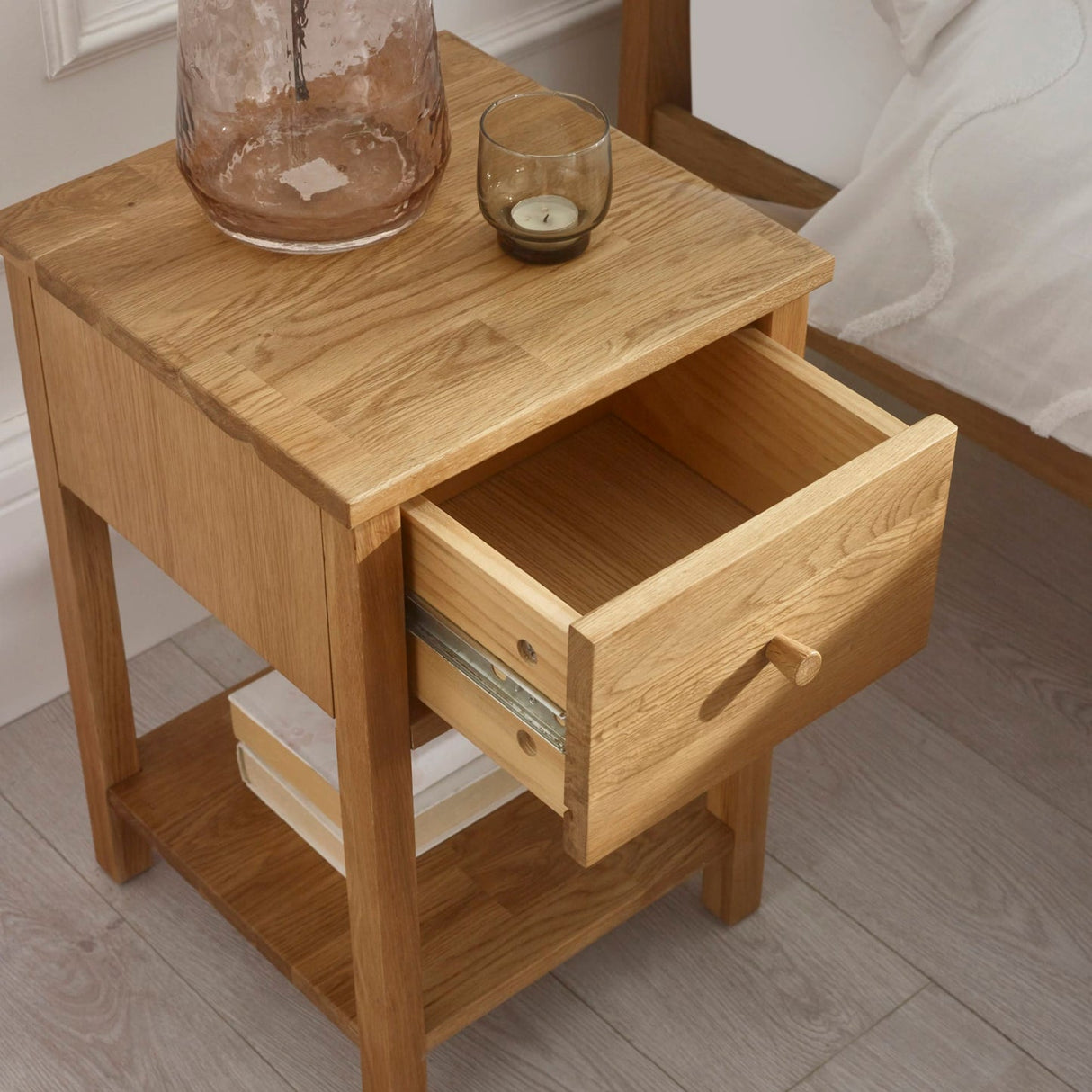 Wooden Bedside Cabinet With 1 Drawer - Coxmoor