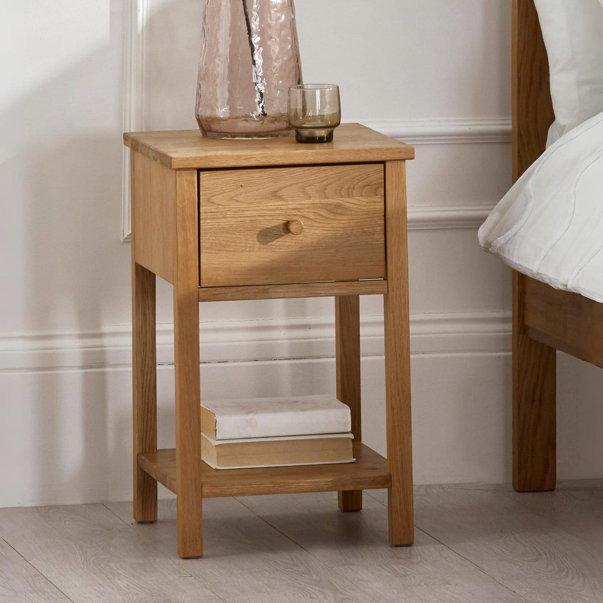 Wooden Bedside Cabinet With 1 Drawer - Coxmoor