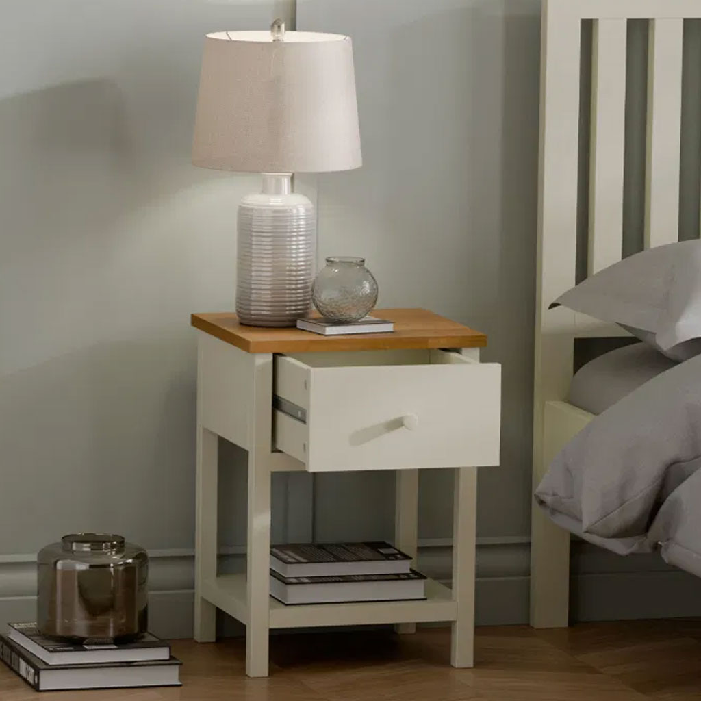Wooden Bedside Cabinet With 1 Drawer - Coxmoor