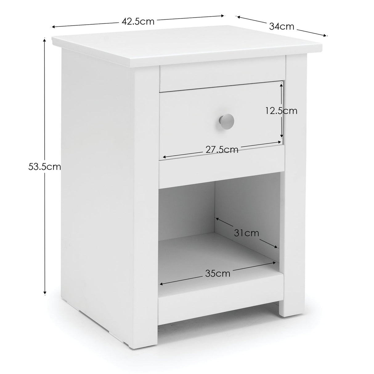 Wooden Bedside Cabinet With 1 Drawer - Radley