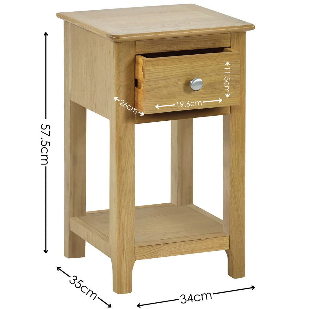 Wooden Bedside Cabinet With 1 Drawer - Somerset
