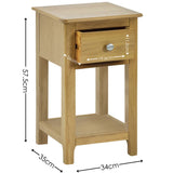 Wooden Bedside Cabinet With 1 Drawer - Somerset