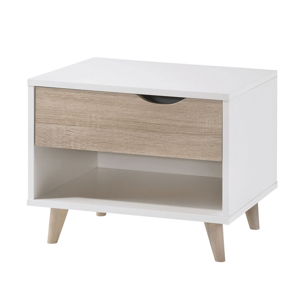 Wooden Bedside Cabinet With 1 Drawer - Stockholm