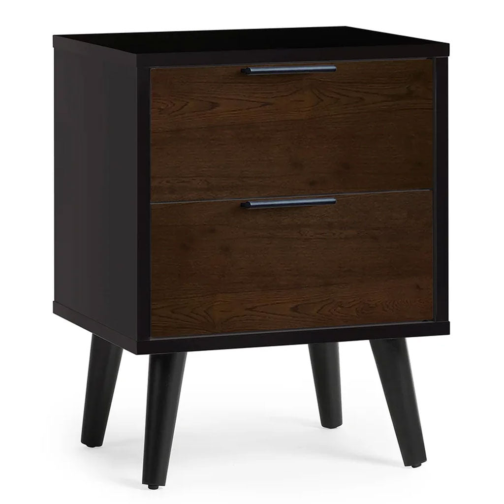 Wooden Bedside Cabinet With 2 Drawers - Alba
