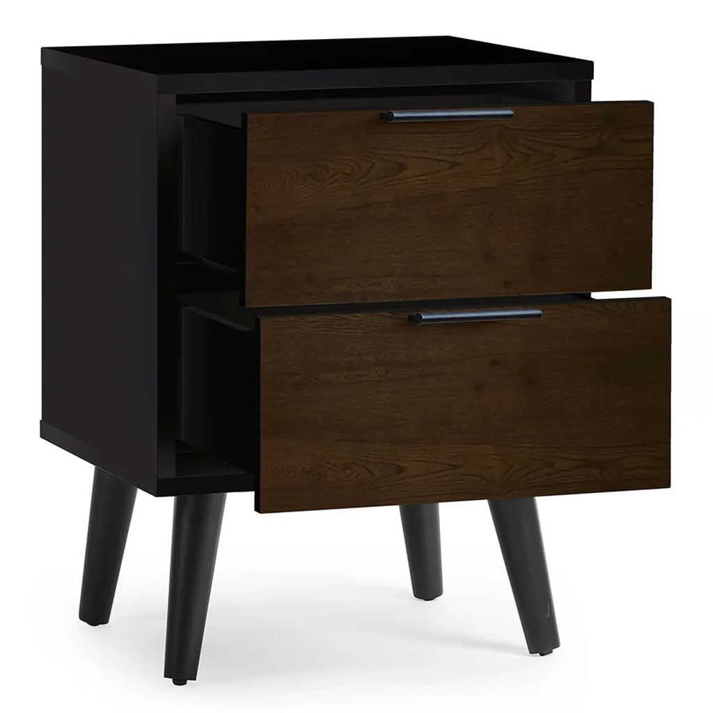 Wooden Bedside Cabinet With 2 Drawers - Alba