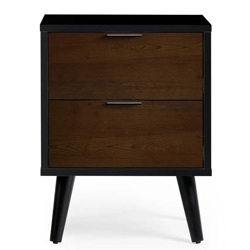Wooden Bedside Cabinet With 2 Drawers - Alba