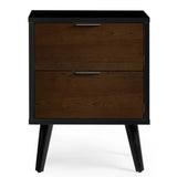Wooden Bedside Cabinet With 2 Drawers - Alba