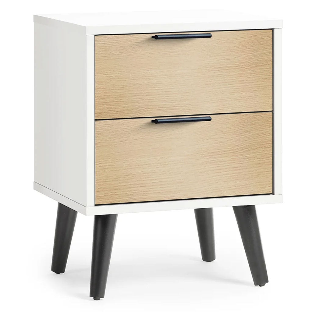 Wooden Bedside Cabinet With 2 Drawers - Alba