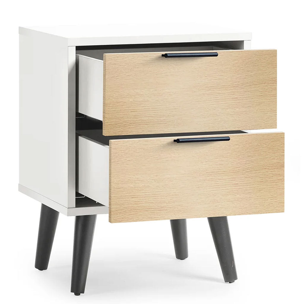 Wooden Bedside Cabinet With 2 Drawers - Alba