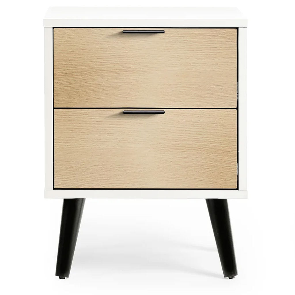 Wooden Bedside Cabinet With 2 Drawers - Alba