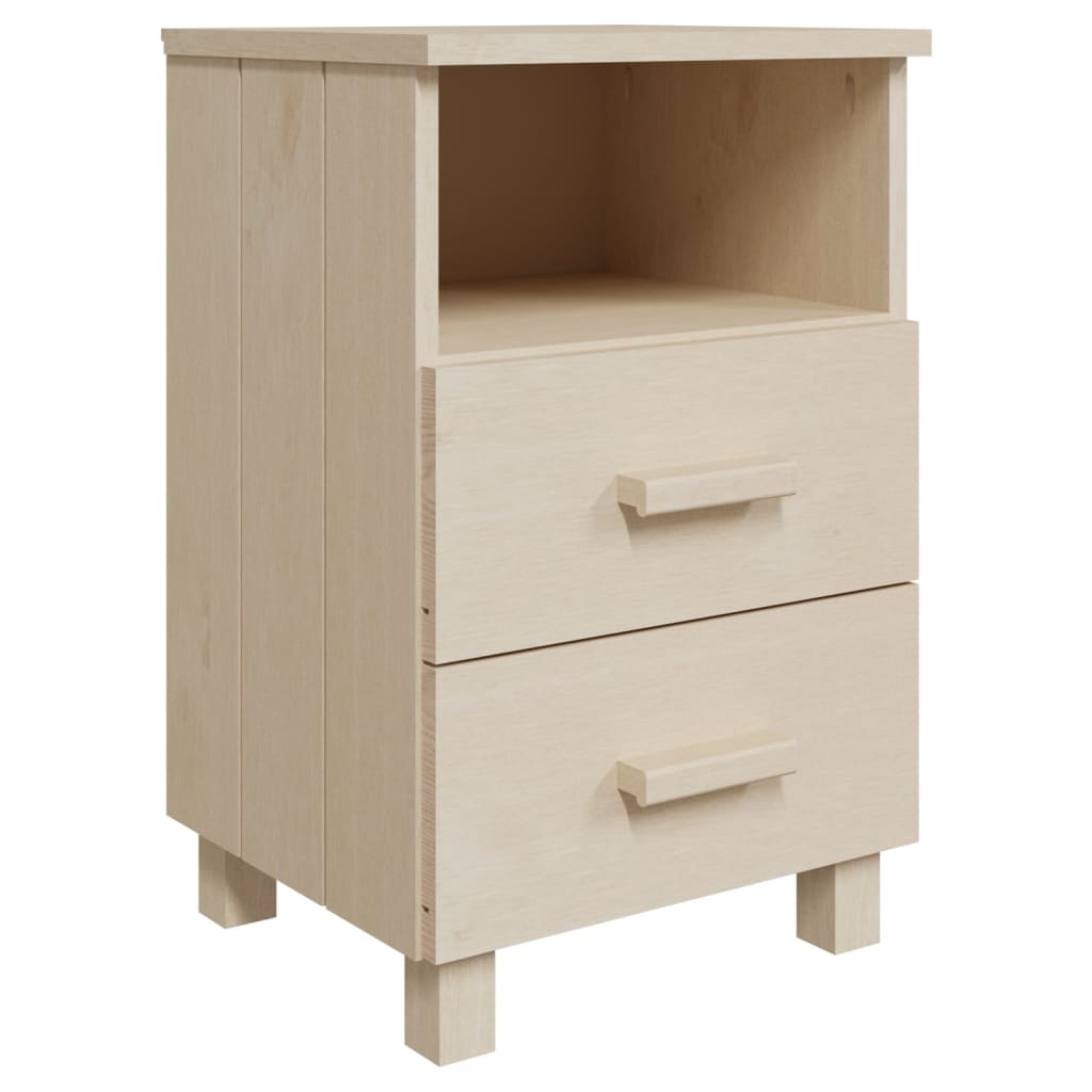 Wooden Bedside Cabinet With 2 Drawers And 1 Shelf - Hamar