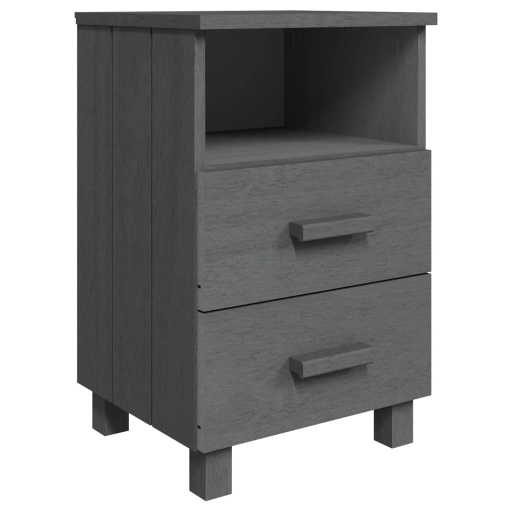 Wooden Bedside Cabinet With 2 Drawers And 1 Shelf - Hamar