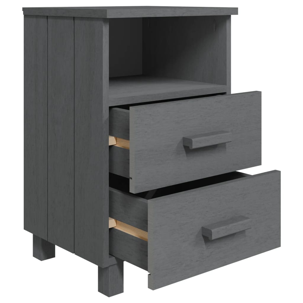 Wooden Bedside Cabinet With 2 Drawers And 1 Shelf - Hamar