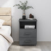 Wooden Bedside Cabinet With 2 Drawers And 1 Shelf - Hamar