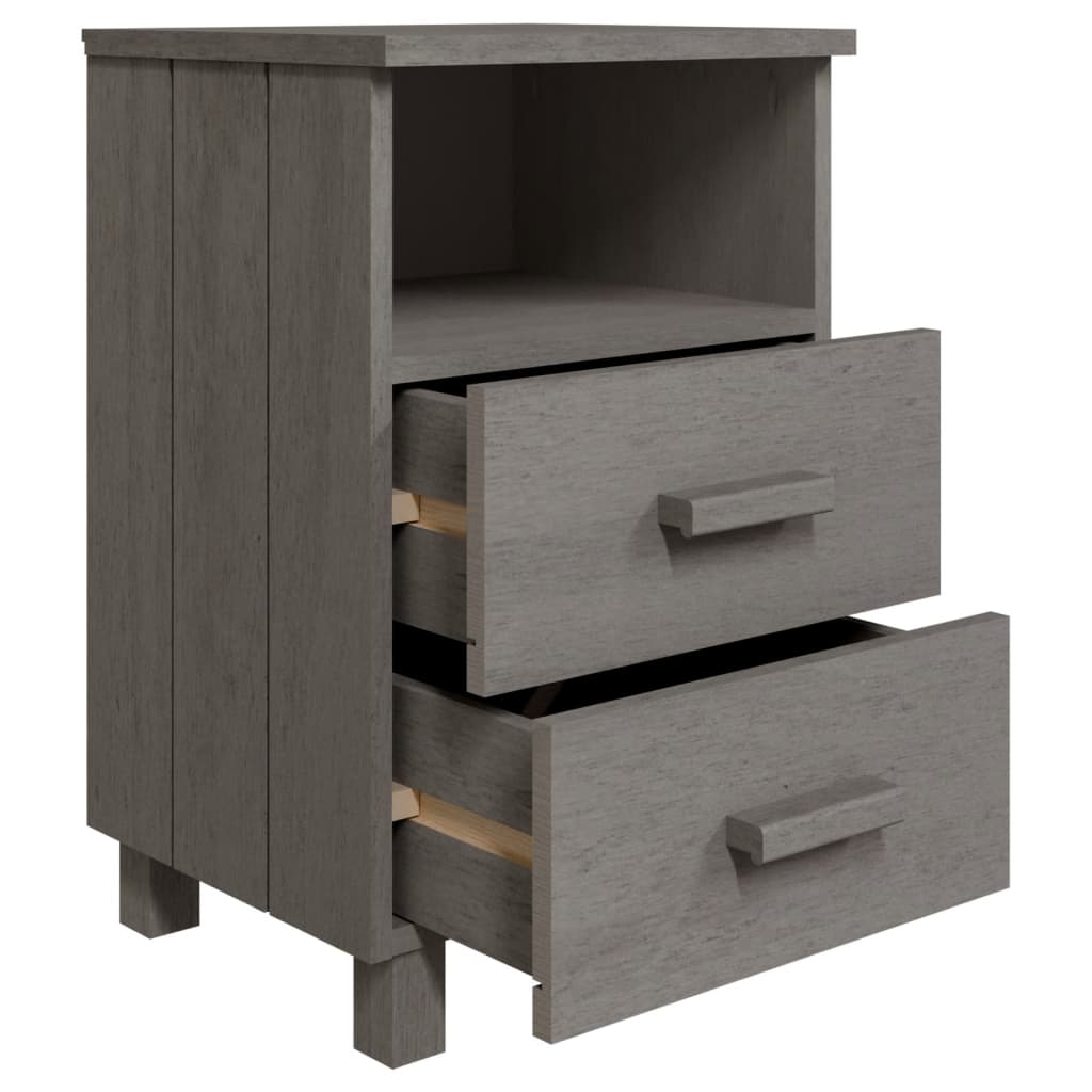 Wooden Bedside Cabinet With 2 Drawers And 1 Shelf - Hamar