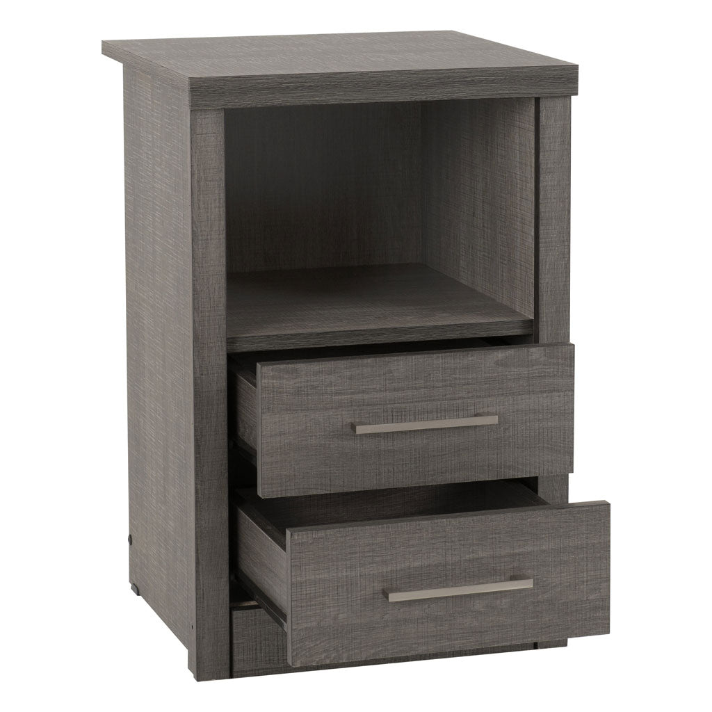 Wooden Bedside Cabinet With 2 Drawers And 1 Shelf - Lisbon
