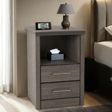 Wooden Bedside Cabinet With 2 Drawers And 1 Shelf - Lisbon