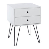 Wooden Bedside Cabinet With 2 Drawers And Metal Legs - Options