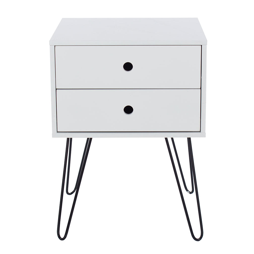 Wooden Bedside Cabinet With 2 Drawers And Metal Legs - Options