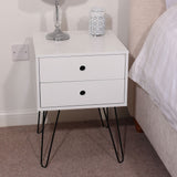 Wooden Bedside Cabinet With 2 Drawers And Metal Legs - Options