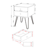 Wooden Bedside Cabinet With 2 Drawers And Metal Legs - Options
