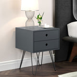 Wooden Bedside Cabinet With 2 Drawers And Metal Legs - Options