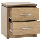 Wooden Bedside Cabinet With 2 Drawers And Walnut Trim - Charles