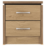 Wooden Bedside Cabinet With 2 Drawers And Walnut Trim - Charles