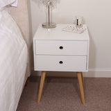 Wooden Bedside Cabinet With 2 Drawers And Wooden Legs - Options