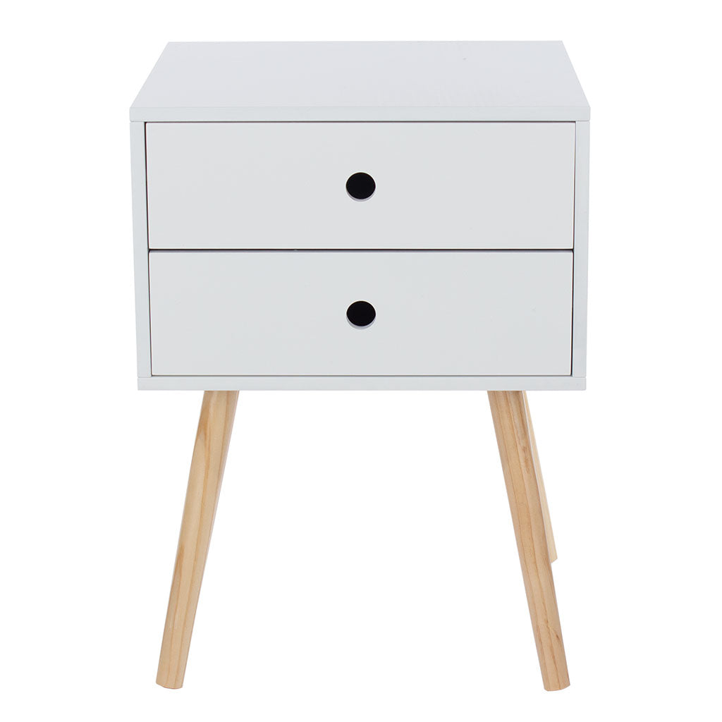 Wooden Bedside Cabinet With 2 Drawers And Wooden Legs - Options