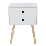 Wooden Bedside Cabinet With 2 Drawers And Wooden Legs - Options
