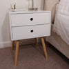 Wooden Bedside Cabinet With 2 Drawers And Wooden Legs - Options