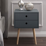 Wooden Bedside Cabinet With 2 Drawers And Wooden Legs - Options