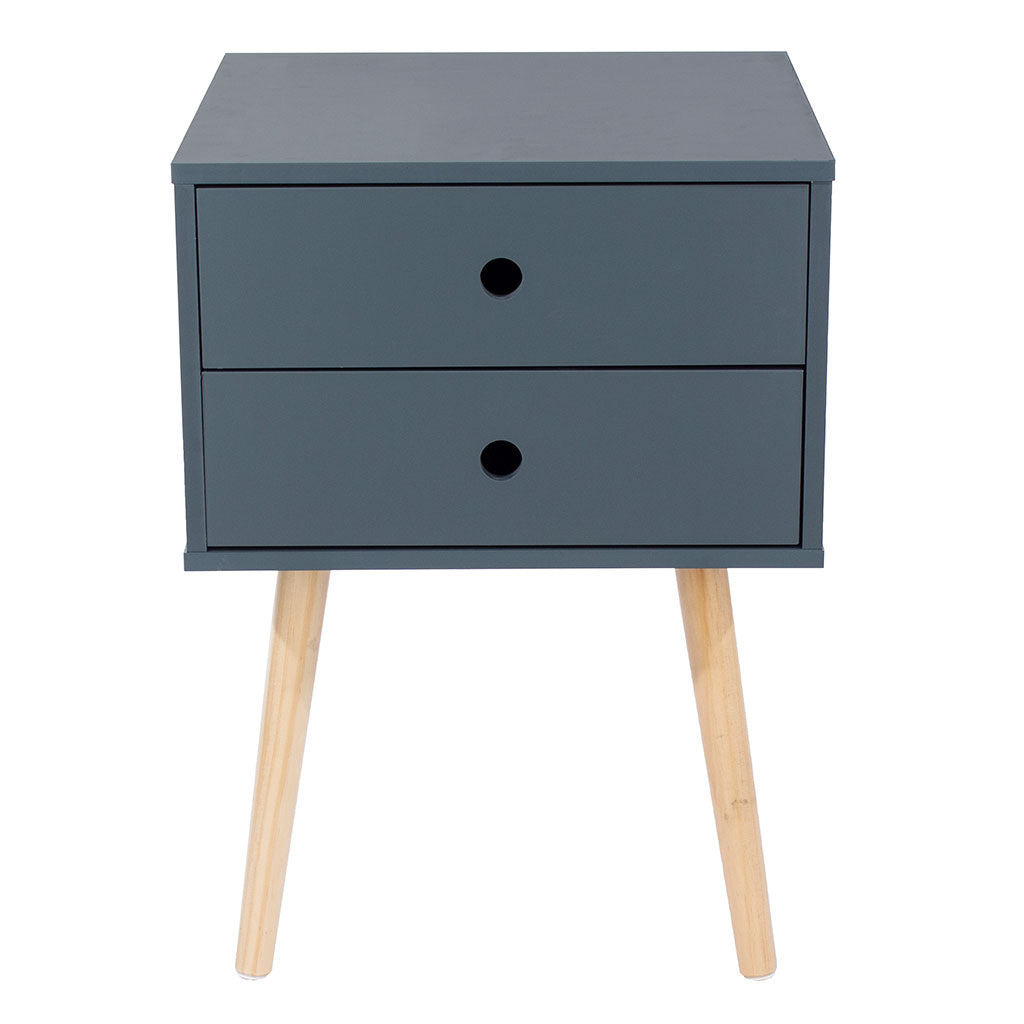 Wooden Bedside Cabinet With 2 Drawers And Wooden Legs - Options