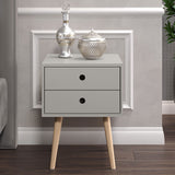 Wooden Bedside Cabinet With 2 Drawers And Wooden Legs - Options