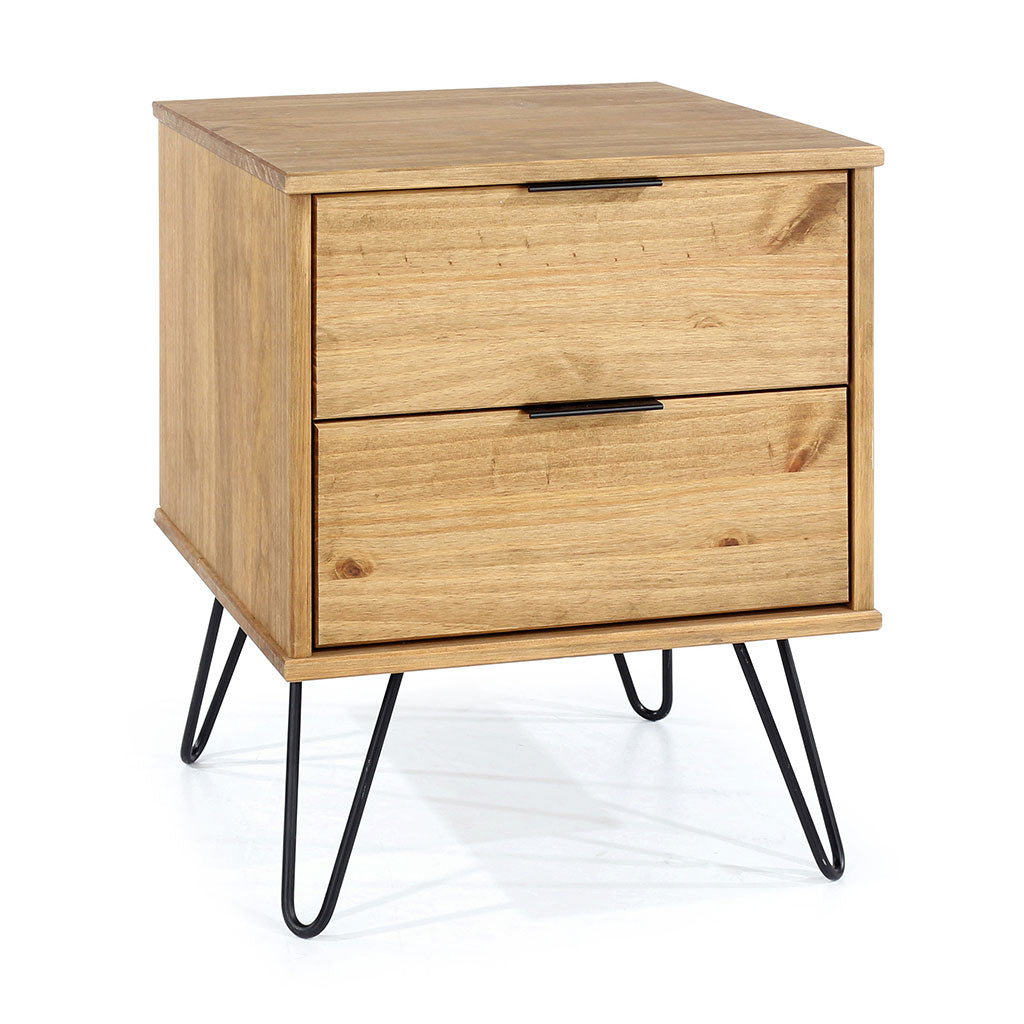 Wooden Bedside Cabinet With 2 Drawers - Augusta