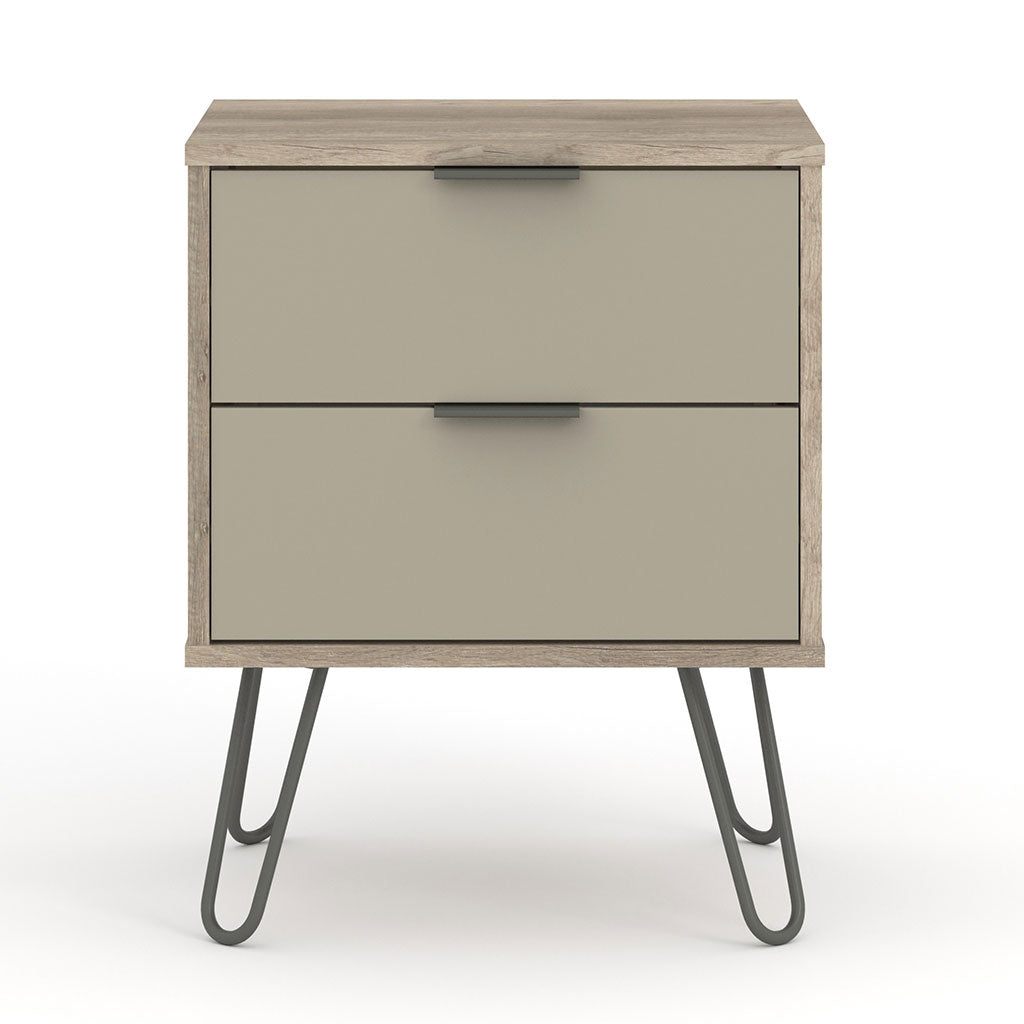 Wooden Bedside Cabinet With 2 Drawers - Augusta