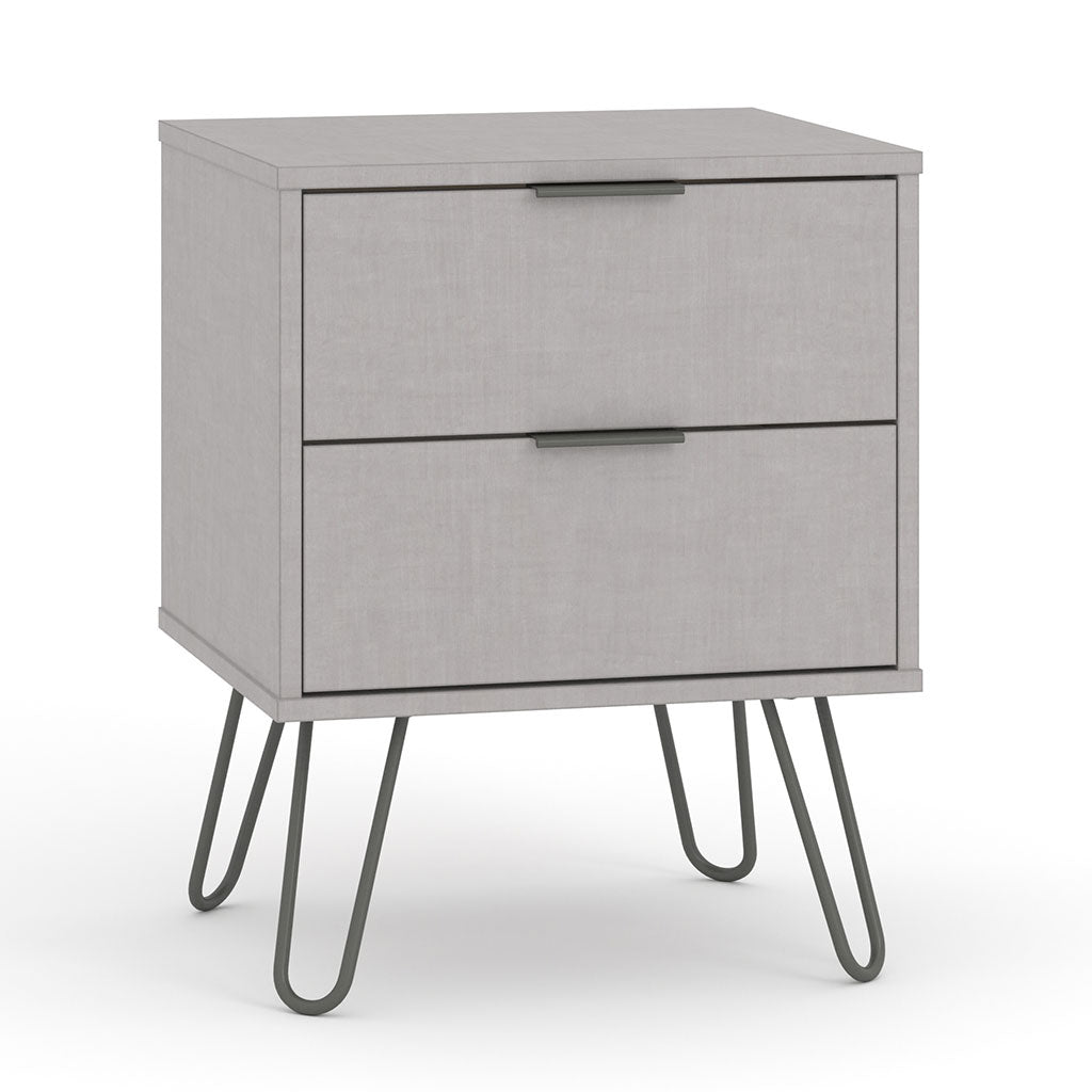 Wooden Bedside Cabinet With 2 Drawers - Augusta