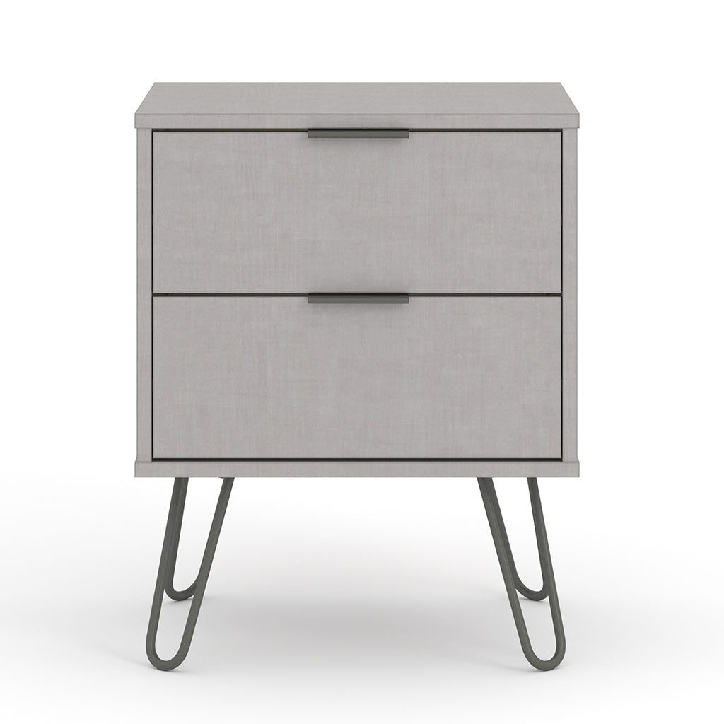 Wooden Bedside Cabinet With 2 Drawers - Augusta