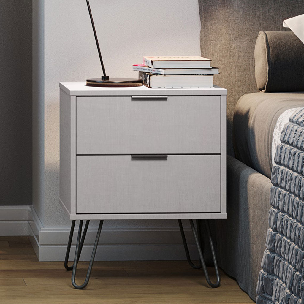 Wooden Bedside Cabinet With 2 Drawers - Augusta