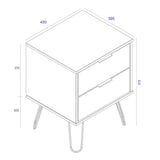 Wooden Bedside Cabinet With 2 Drawers - Augusta