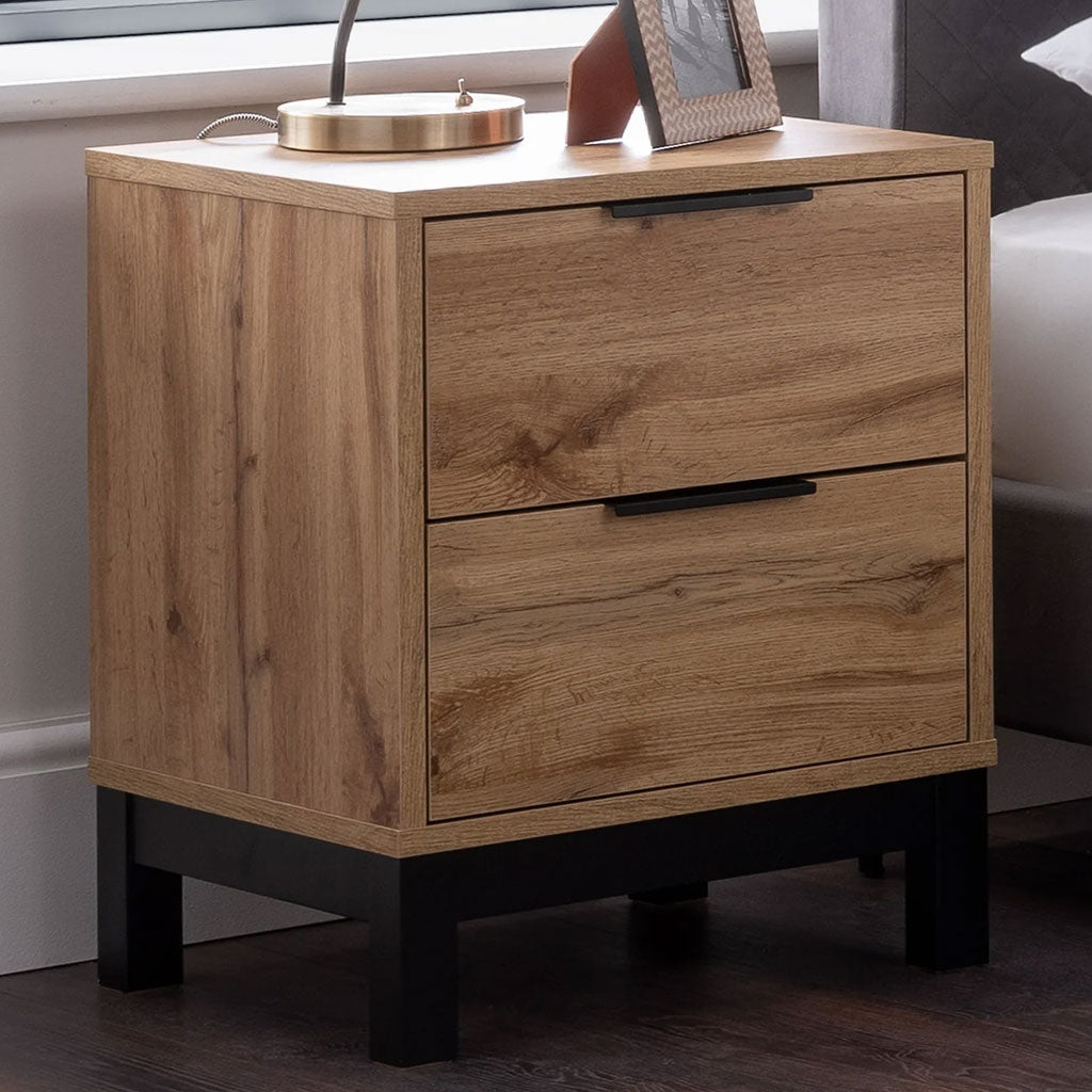 Wooden Bedside Cabinet With 2 Drawers - Bali