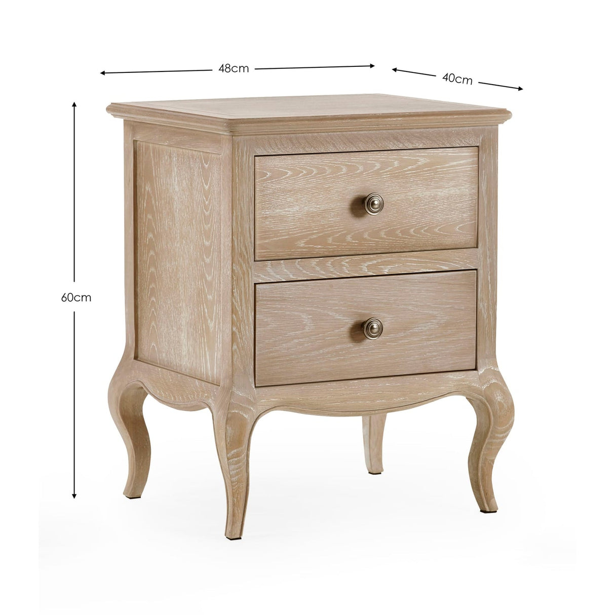 Wooden Bedside Cabinet With 2 Drawers - Camille