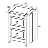 Wooden Bedside Cabinet With 2 Drawers - Capri